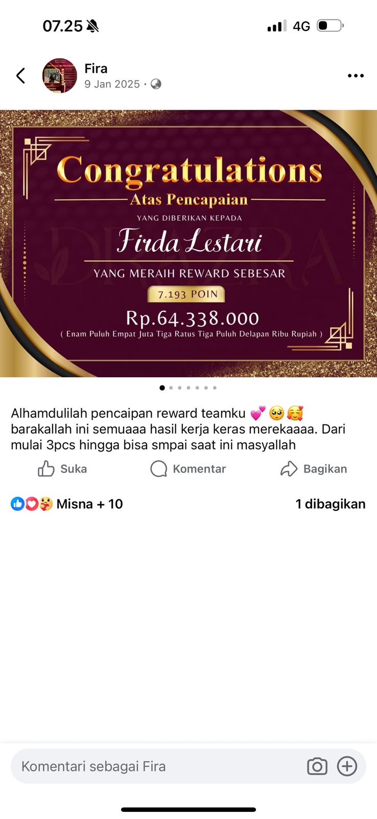 Pencapaian dan reward Fira Store